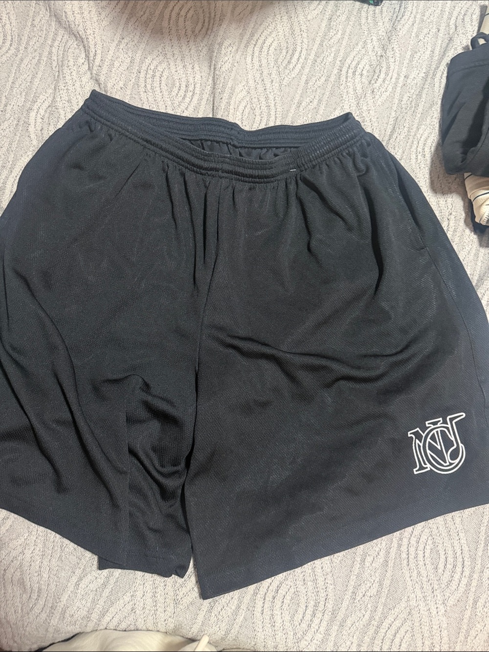 Nike Black Men's Athletic Shorts with White Monogram